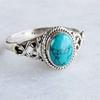 Inlaid Vintage Green Turquoise Ring, a European and American Style Engagement Gift, a Piece of Jewelry for Women