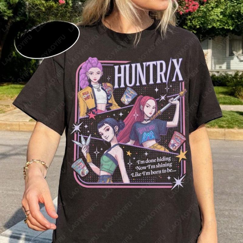Huntrix Demon Hunters Girls TShirt Mira Rumi Joey Shirt Gift for Kpop Fan Men Women Tee Cotton Comfortable Creative Hipster Tops