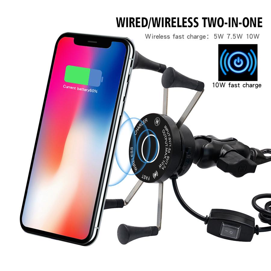 Motorcycle Wired + Wireless Phone Holder