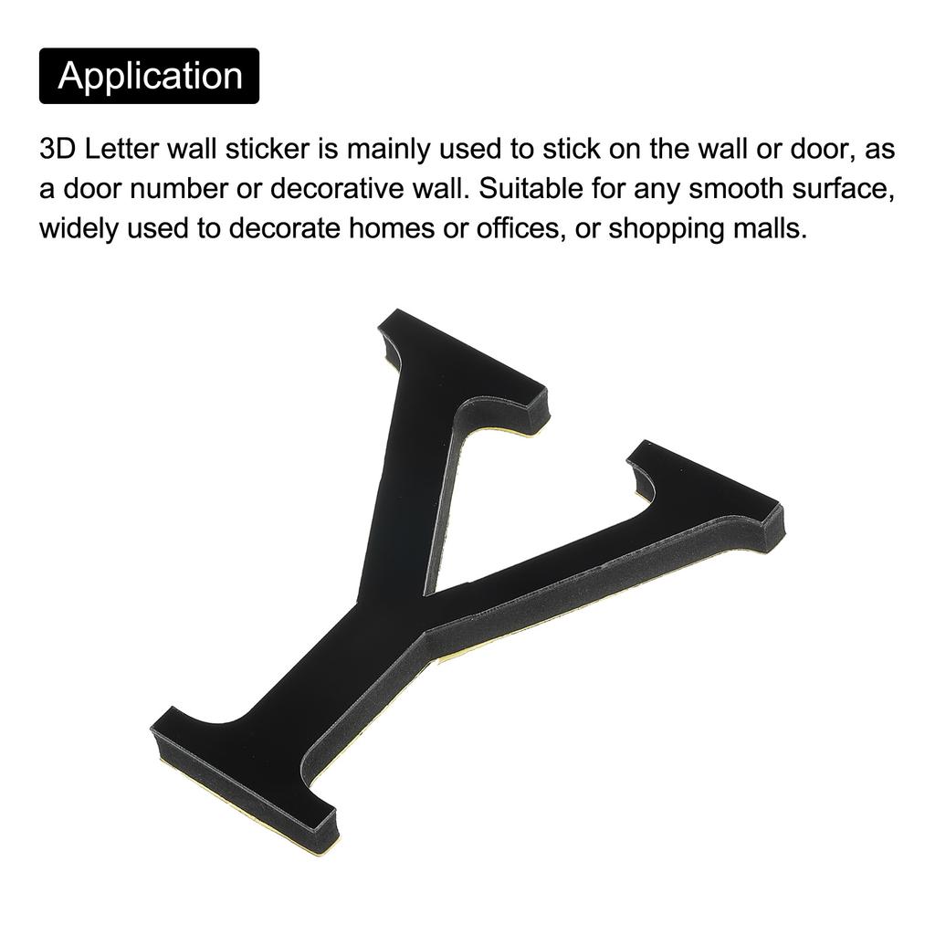 10cm Black 26 English Letters Wall Sticker 3D Mirror Acrylic Wall Sticker Decals Self-Adhesive Decor Wall Art Mural Home Party