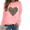 Spring and Autumn Crew Neck Women's Top Leopard Print Love Print Hatless Long Sleeve Sweater