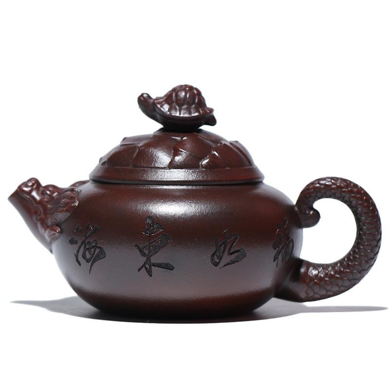 

Чайники из фиолетовой глины Исин объемом 280 мл, знаменитый чайник ручной работы из необработанного железа, красного драконьего песка, красивый чайник, китайский чайный набор «Цзыша»