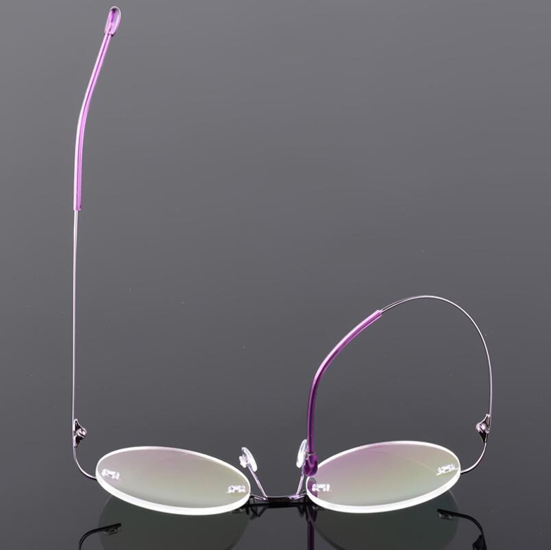1.61 index Lenses No-Rim Circular Shortsighted Spectacles Rx Eyewear Anti-blue Light Myopia Glasses -0.5 -0.75 To -6