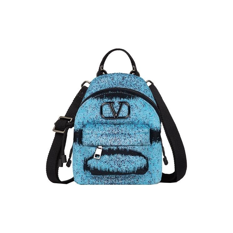 

Valentino Tiger 1967 Classic Vintage Floral Jacquard Mini Backpack Light Blue Body with Black Accent Panels One Size-Basic Set (Bag+Dust Bag) синій/чорний