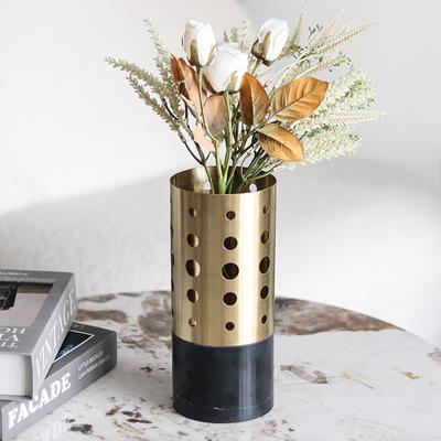 Simple and Light Luxury Cylindrical Flower Vase Large Diameter Dried Flower Vase Ornaments Model House Sales Office Bed and Breakfast Hotel