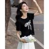 Demana Bowknot Print Short Sleeve T-Shirt