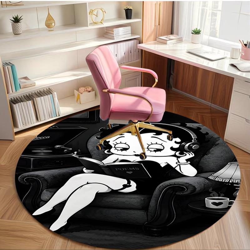 Betty Boop Print Round Rug, Washable Floor Carpet, For Entryway Dorm Laundry Room Office Study, Home Decor Birthday Christmas Gift