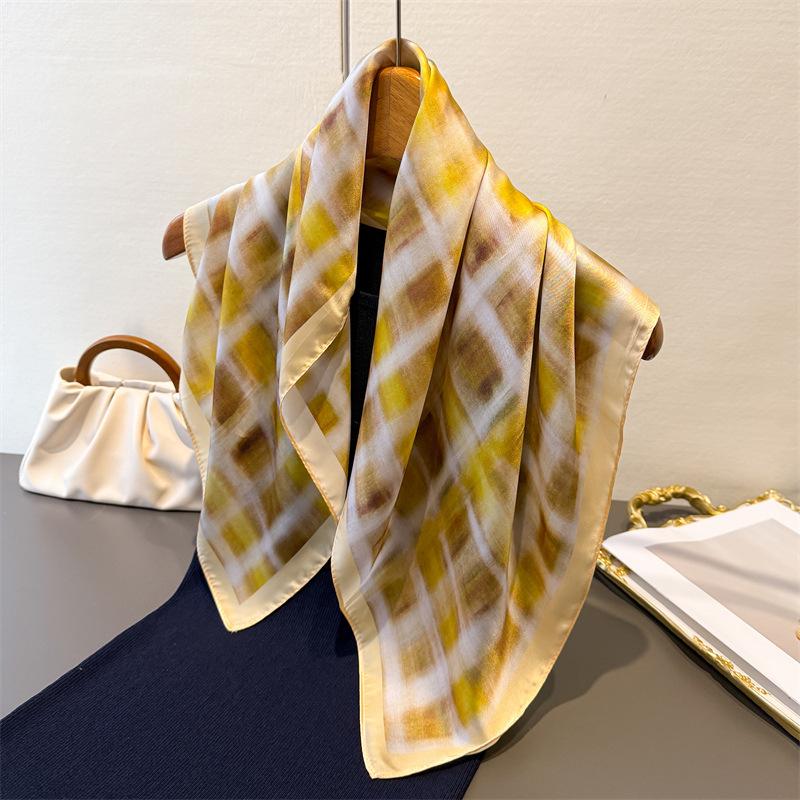 Luxury Printing 70cm Square Scarves Women's Silk Scarf Spring and Summer Bandana Small Neckties Bags Foulard Shawl