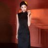 Sleeveless black national style new Chinese long improved cheongsam 1011 new young women's high-end dress summer