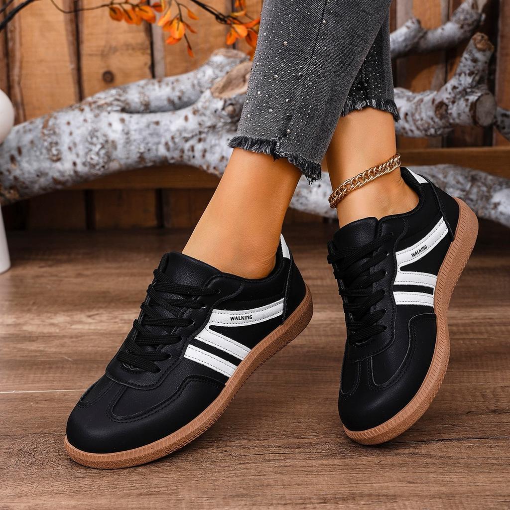 Fashion Women Fashion Casual Flats Sneakers Ladies Outdoor Walking Shoes Women Comfortable Classical Shoes Black White Sneakers Women