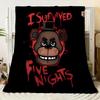I Survived Five Nights Horror-Themed Cartoon Bear Blanket – Cozy Soft Fleece Throw with Unique Design, Perfect for Fans of Survi