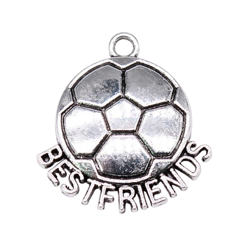 

10 шт., футбольные подвески «Лучшие друзья», античное серебро, цвет цинкового сплава, 24X22 мм