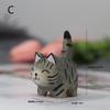 1PC Creative Desktop Wood Cat Handmade Wood Carving Kitten Ornaments Small Animal Decoration Crafts