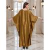 Gold Luxury Beach Dress Woven Holiday Robe Loose Plus Size Turkish Kaftan Dress