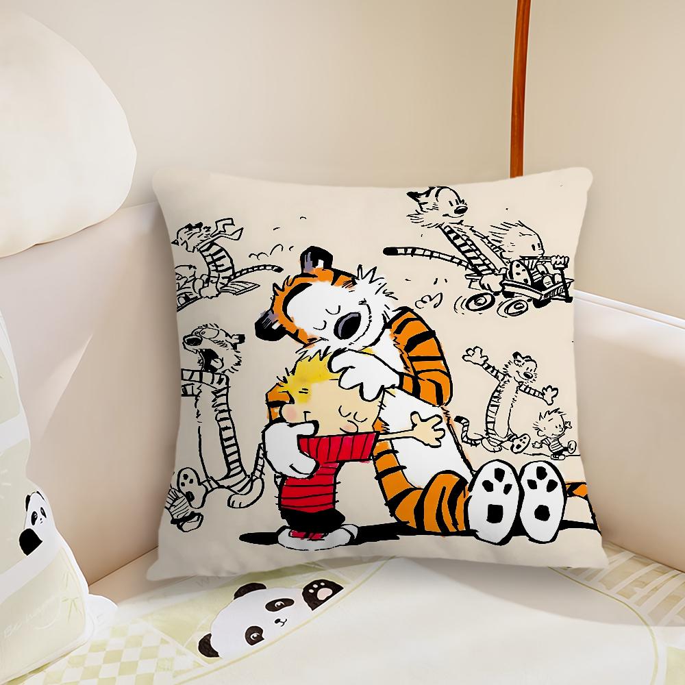 Cartoon C-Calvin and H-Hobbes cushion cover Cushion Room Bedroom Headboard Sofa Living Backrest Nap Time Pillow Case
