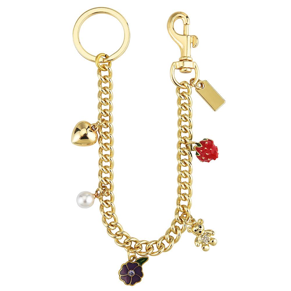 Women'S Bag Fashion Embroidery Thread Shoulder Bag Chain Small Square Bag Flower Rainbow Bear Lock Pendant Diagonal