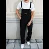 Men's Trendy Wide-Leg Black Denim Overalls - Loose Straight-Leg Jumpsuit Workwear