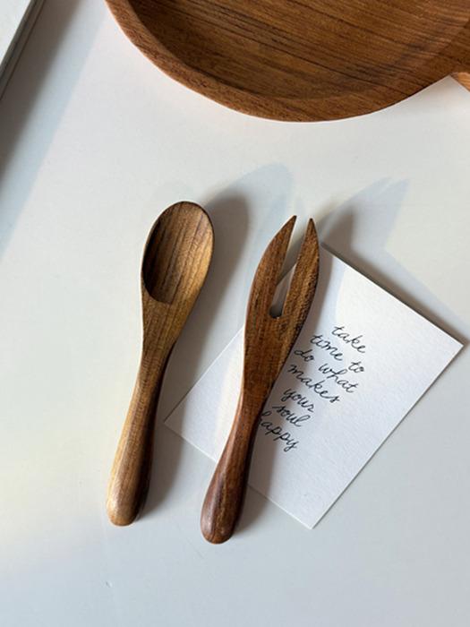 

FUNNY KITCHEN Teak Wood Spoon and Fork Set Teaspoon and Tea Fork Spoon and fork set