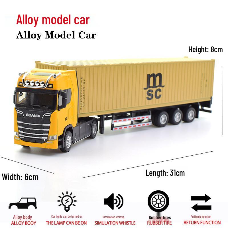 Scania Alloy Container Truck Model - Double-Layer Semi-Trailer Toy