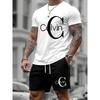 Men's summer T-shirt two-piece fashionable casual short-sleeved versatile suit