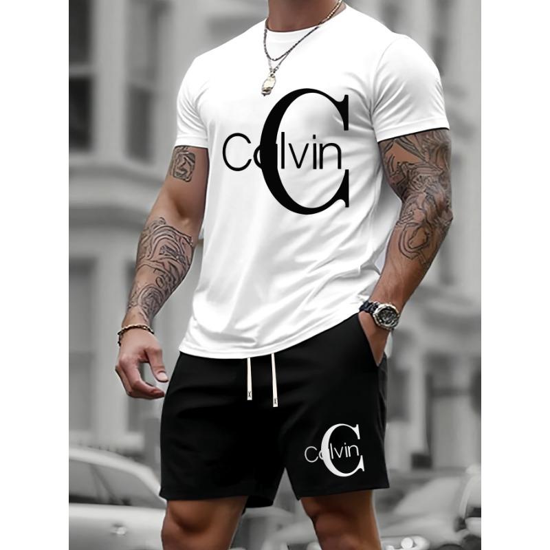 Men's summer T-shirt two-piece fashionable casual short-sleeved versatile suit