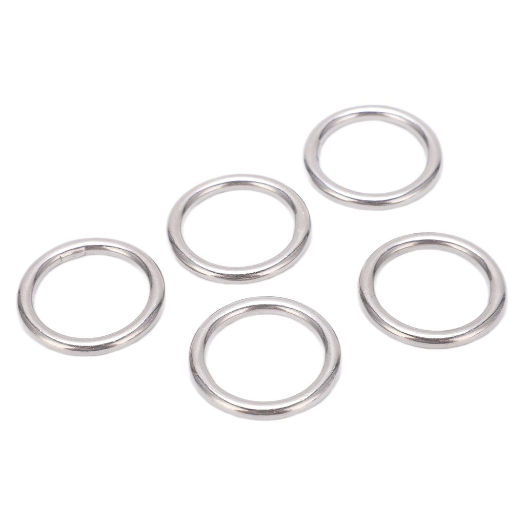 5Pcs 304 Stainless Steel Round O Rings Seamless Multi Purpose Welding Metal O Rings for Marine Boat Equipment Yoga