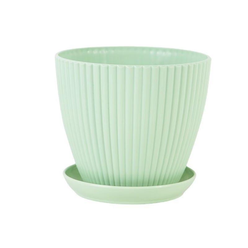 Yingtang Simple Thickened Vertical Stripe Flower Pot with Tray