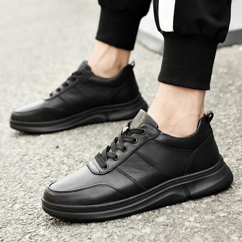 Men's shoes 2025 summer new men's high-end Korean version of versatile trendy shoes outdoor waterproof leather casual sports shoes