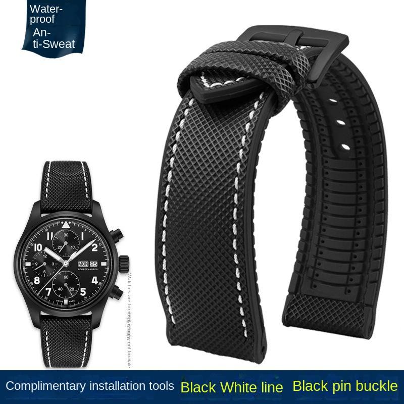 

20мм 22мм 23мм 24мм Нейлоновий з гумовою основою Водонепроникний Ремінець для годинника для Longines IWC Pilot Mark 18 Seiko Omega Series Ремінець 20mm