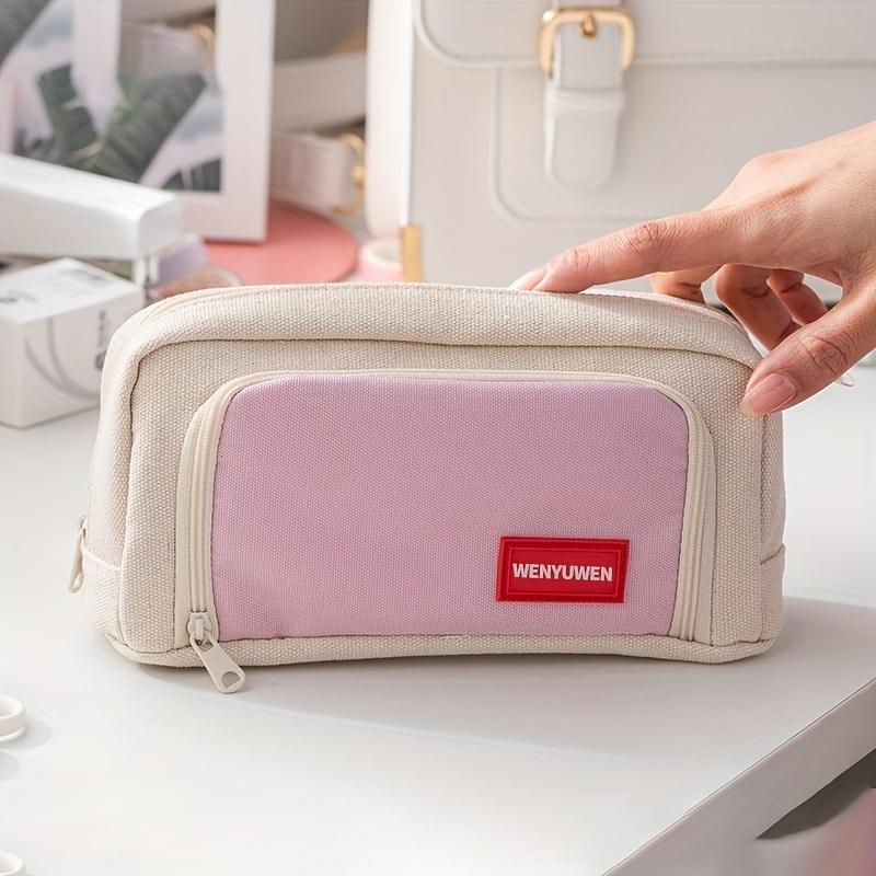 1Pc Large Opening Pencil Pouch -  Style Japanese High - Value Student Stationery Storage Bag
