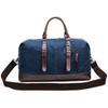 Simple Men Canvas Travel Bag PU Leather Outdoor Sports Gym Fitness Bag Large Capacity Multiple Pockets Handbag Weekend Carry On Duffel Bag