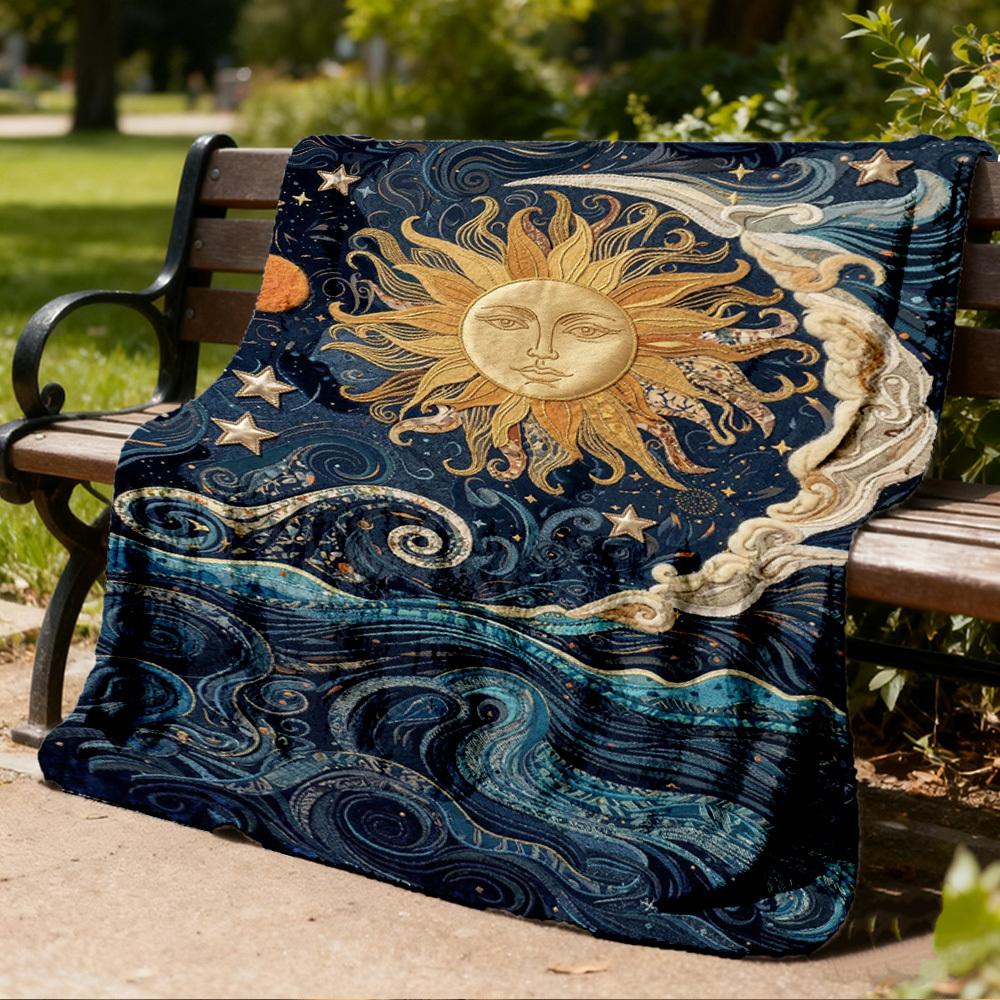 1pc Sun MoonOutdoor Blanket, Soft And Comfortable Blanket, Casual Warm Outdoor Blanket, Good Birthday Gift Yy260328087