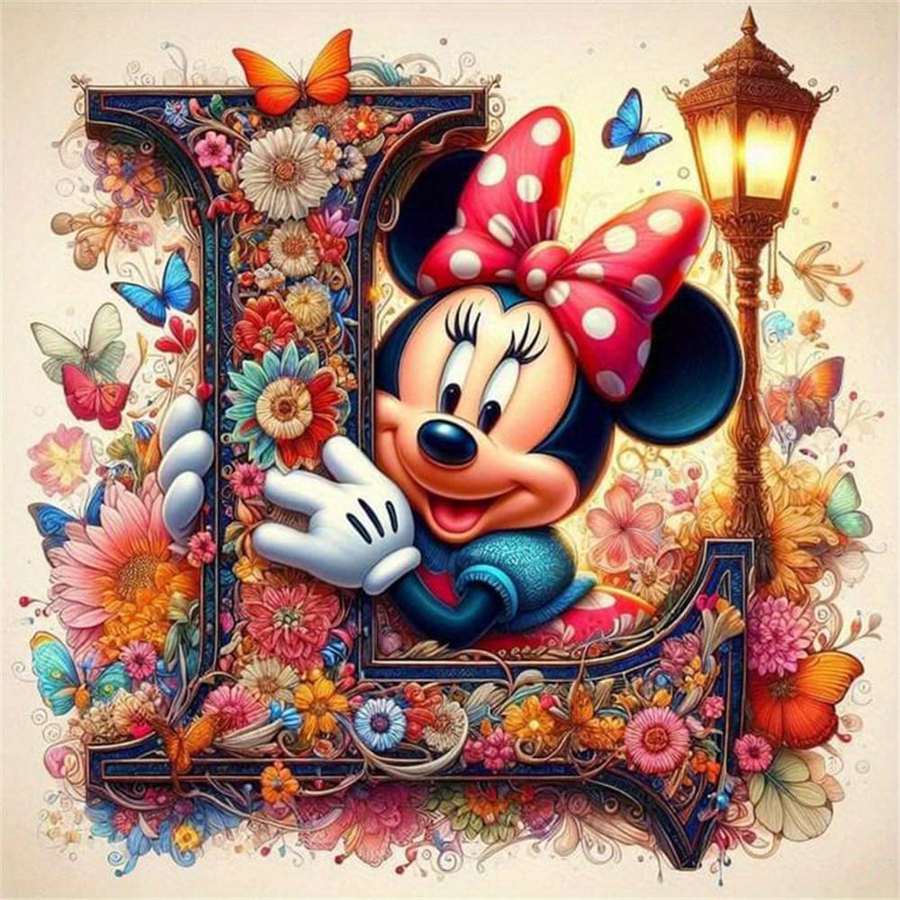 Disney Myszka Miki Malowanie Diamentami Litera Kreskówka Mozaika Diamentowa Kamienie Strass Obrazy Minnie Haft Kwiat Dekoracja Ścienna