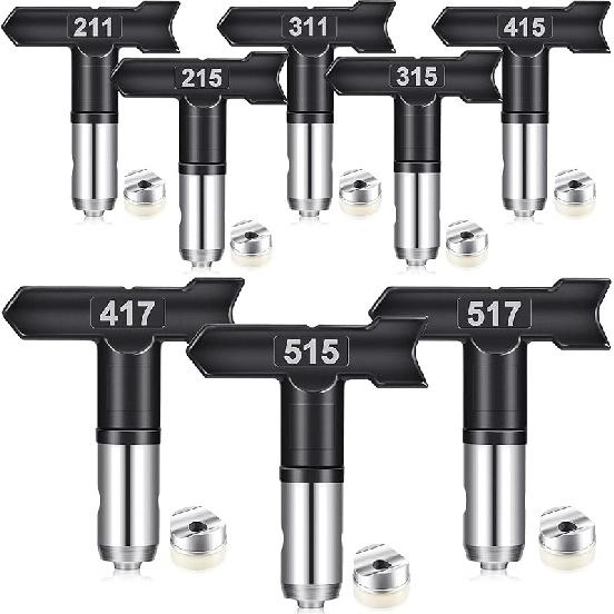 8 Pcs Spray Tips for Paint Airless Paint Sprayer Tips Reversible Airless Spray Nozzles Machine Part for Homes Buildings Decks(211, 215, 311, 315,