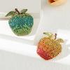 Shining Full Rhinestone Gradient Christmas Eve Apple Brooches For Women Clothing Coat Party Accessries Gifts