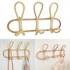 Handmade Rattan Wall Mounted Entryway Coat Rack Storage Organizer for Towels Space Saving Door Hanger with 3 Hooks