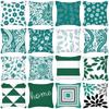 Blue Green Flower Leaf Printed Pillowcase Stripe Geometric Sofa Cushion Cover Home Decor Throw