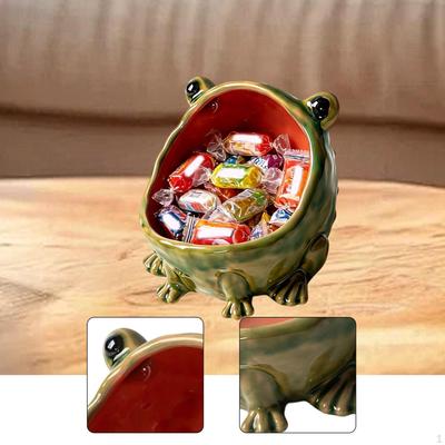 Ceramic Frog Candy Jar Server Stylish Snack Holder, Key Bowl Trinket Dish for Desk, Office,