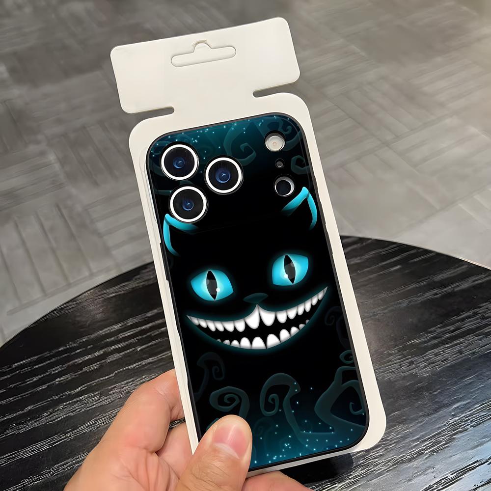 C-Cheshire Cat Cool Phone Case For IPhone 17 Air 16 E Pro Max 15 14 13 Mini 12 Pro 11 Max Plus Black Soft Shell