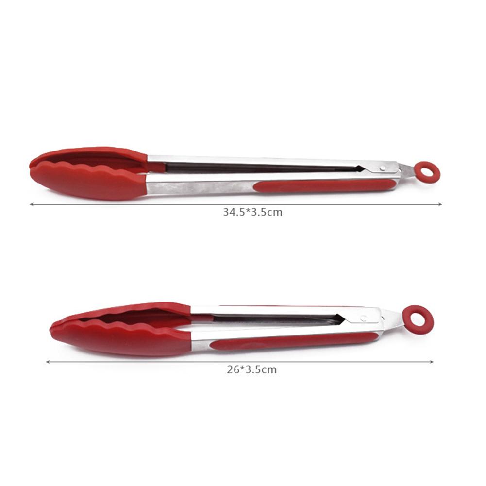 Healthy  Anti-Slippery Food Tong Heat-Resistant Clip Silicon Stainless Steel Pincer Kitchen Tool
