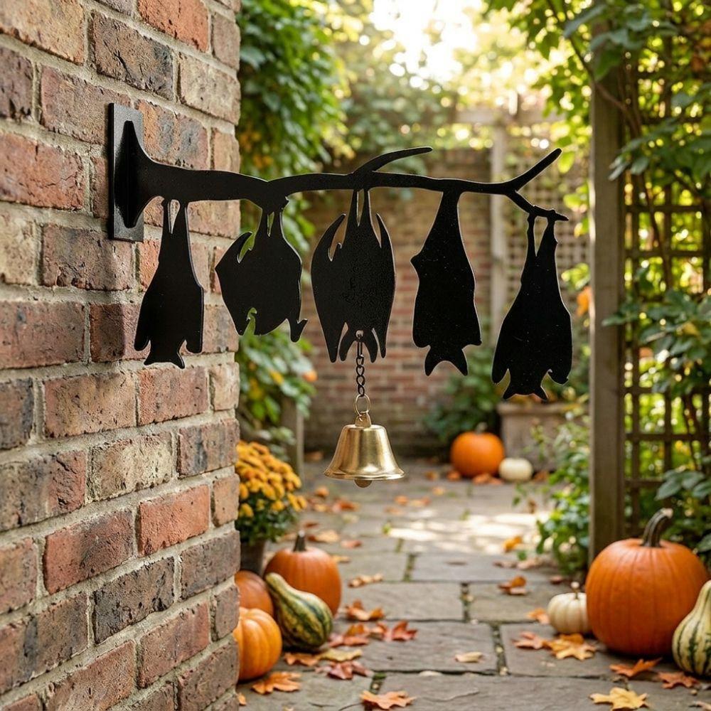 with Bell Inverted Branch Bat Wind Chime Spooky Hanging Door Bell Halloween Wind Chime Garden