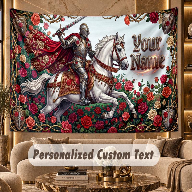 Horse (301) Theme Personalized Tapestry Custom Name Text Wall Hanging Tapestry Home Background Decoration
