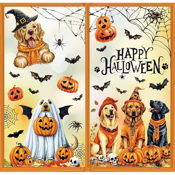 Valentine's Day Window Clings Window Stickers Love Heart Dog Double-Sided Glass Decals for Wedding Anniversary Home Office Classroom Party Wall