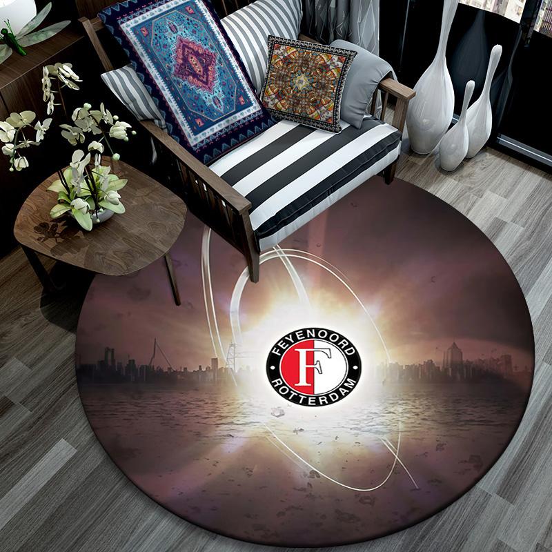 Feyenoord Rotterdam Round Area Rug,Carpet Rug for Living Room Bedroom Sofa Playroom Decor,Non-slip Floor Mat