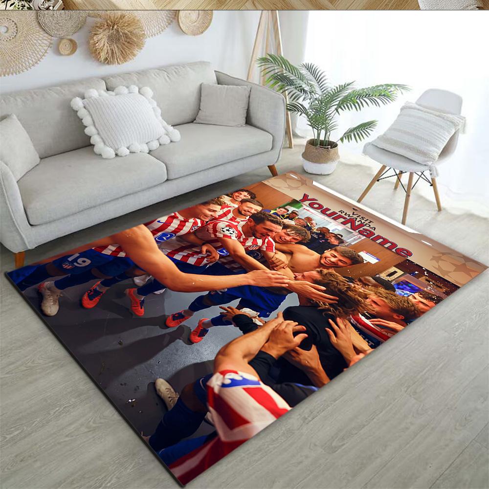 Atletico Madrid Personalized Text Floor Rug Office Rug Suitable for Study room Outdoor Game Room Dining Room Antislip Carpet Decorate Offices