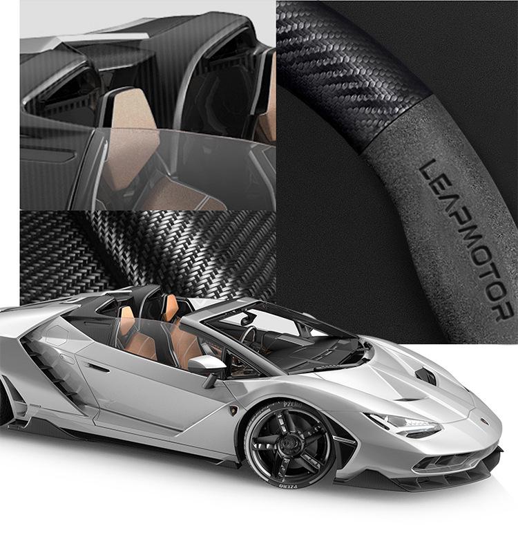 Universal Non-Slip Suede 3D Embossed Genuine Leather Steering Wheel Cover for All Seasons
