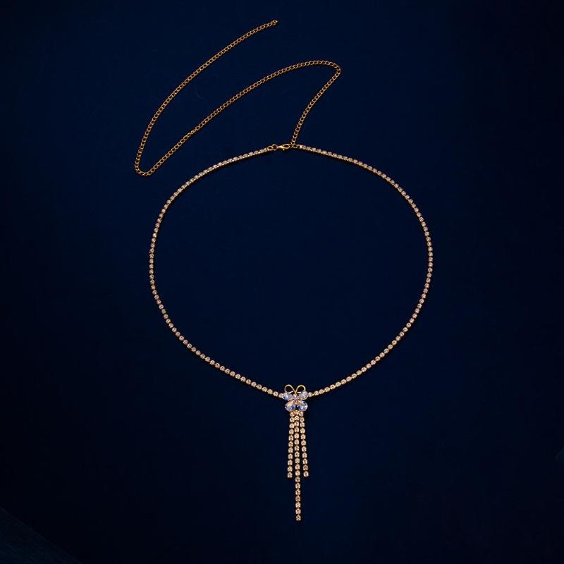 Fashion Tassel Waist Chain Rhinestone Versatile Butterfly Waist Chain Female Sexy Personality Butterfly Pendant Waist Body Chain золотой