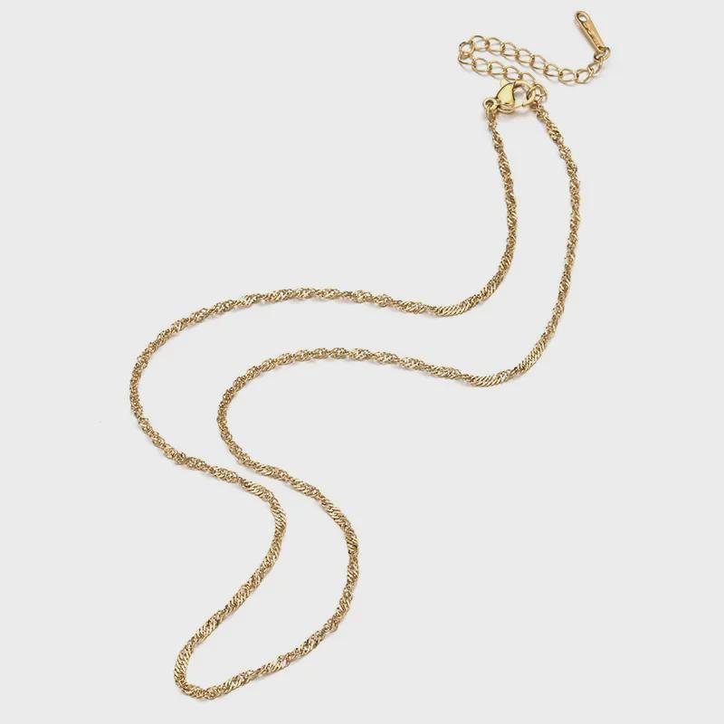 Colier Trendy Water Wave din oțel inoxidabil: Stil INS european și american pentru moda hip-hop pentru femei