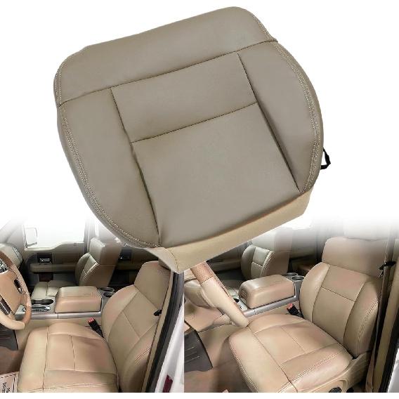 GXARTS Front Driver Side Bottom Lower Replacement Leather Seat Cover Gray #QB Compatible with Ford F150 2004 2005 2006 2007 2008