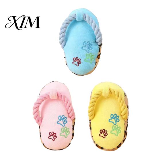 Puppy Teething Toys Slipper Dog Toys, Squeaky Crinkle Plush Toy for Small Medium Teeth Cleaning Dogs Dogs, Cute Shape Interactive Chew Boredom Relief